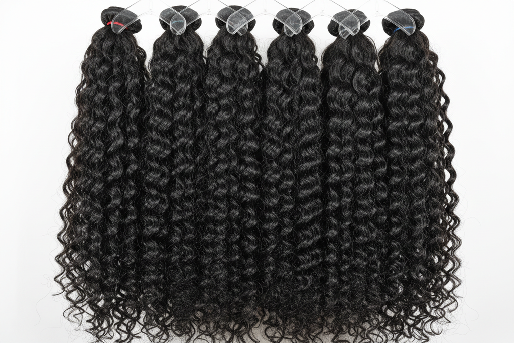 Burmese curly hair bundles on hangers