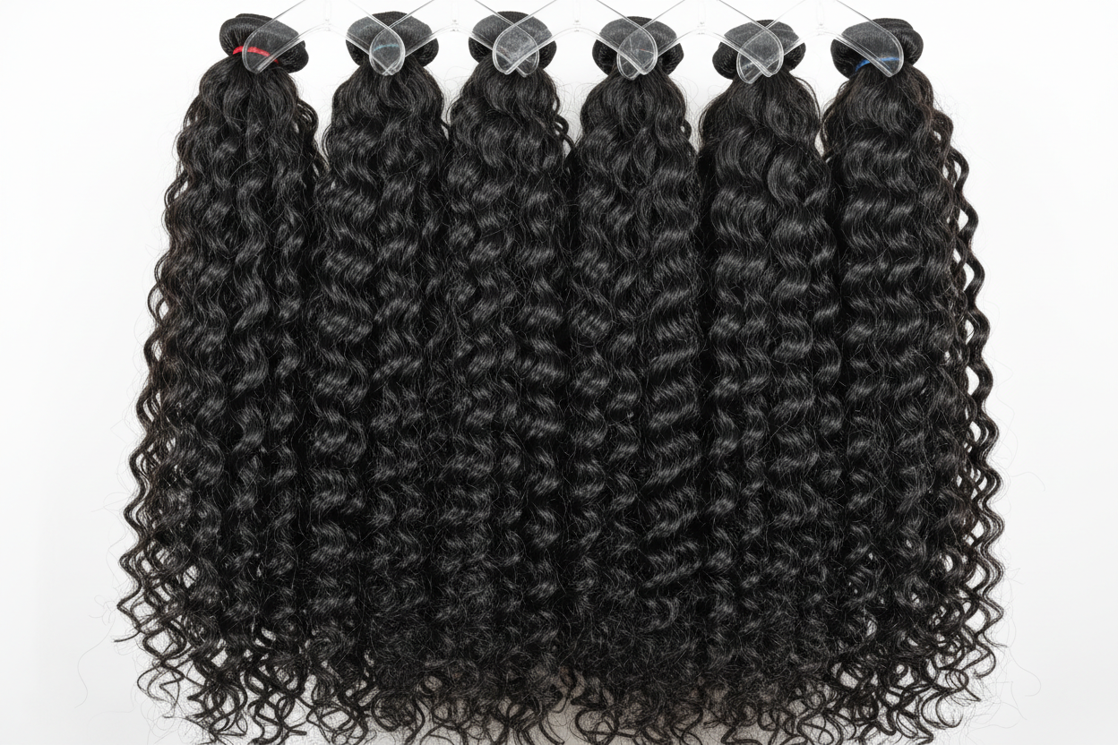 Burmese curly hair bundles on hangers