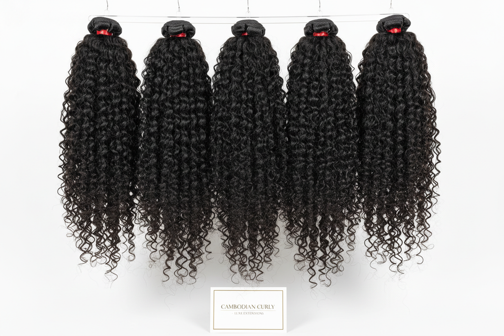 Cambodian curly hair bundles on hangers