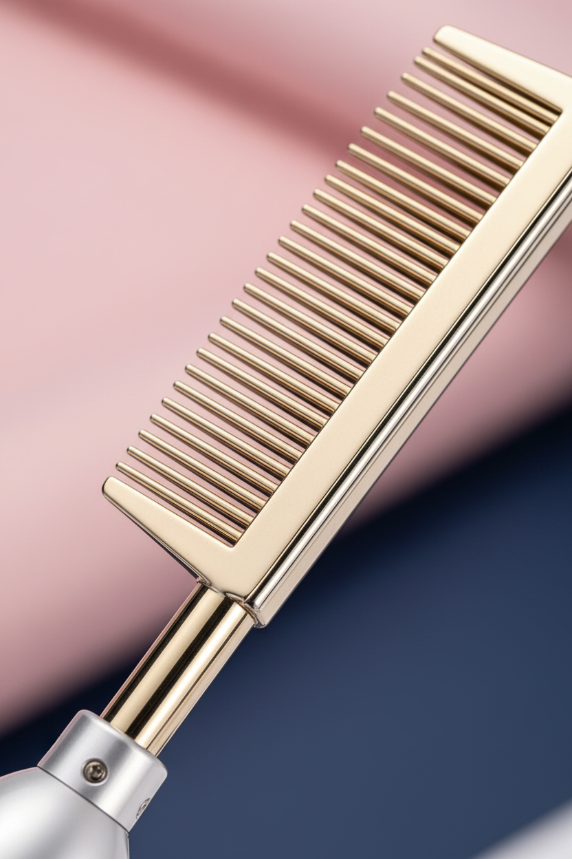 Close-up detail of metallic comb texture