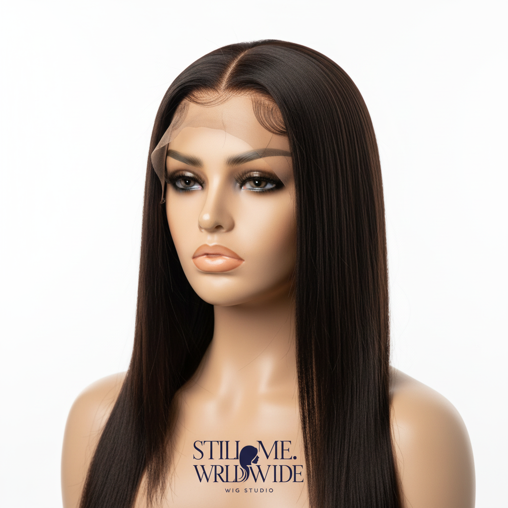 Deep brown transparent lace wig