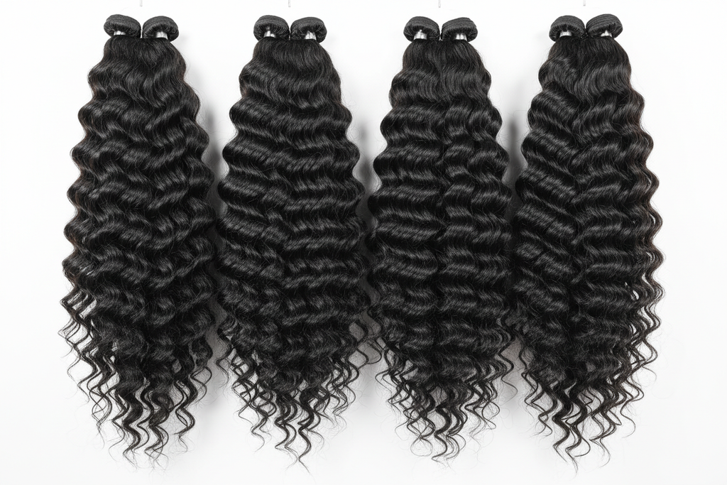 Deep wave hair bundles on hangers