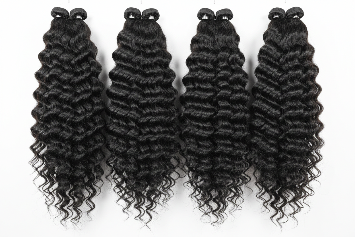 Deep wave hair bundles on hangers