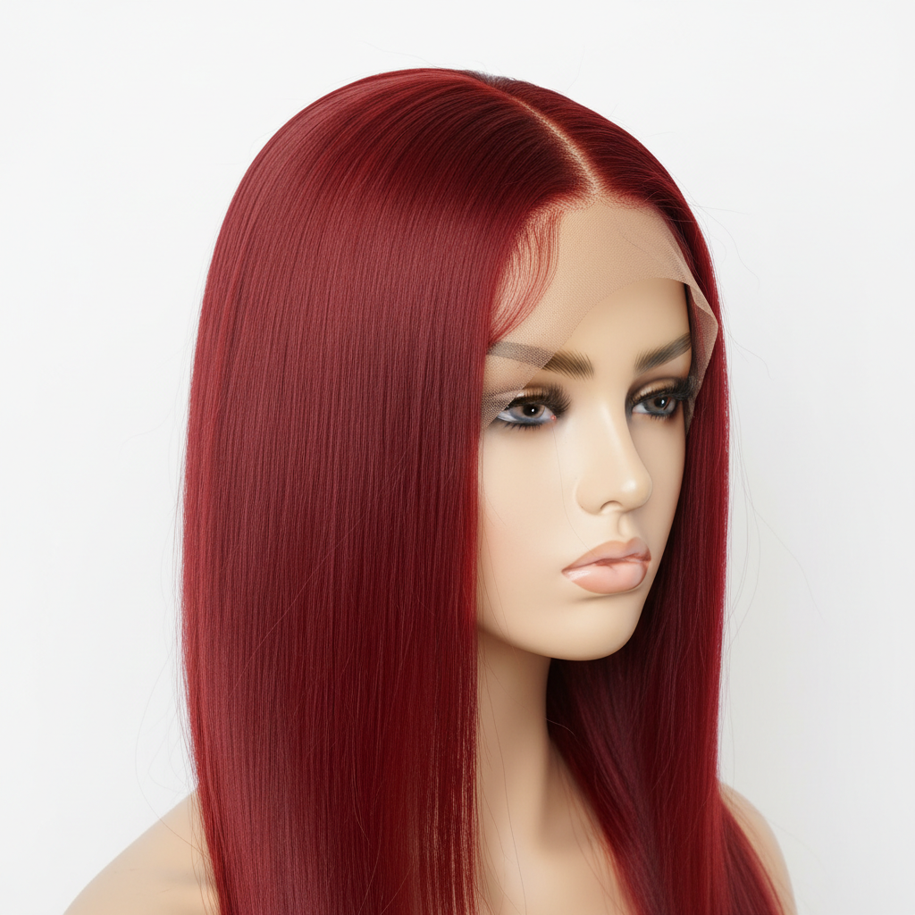 Red 13x4 HD frontal lace human hair wig