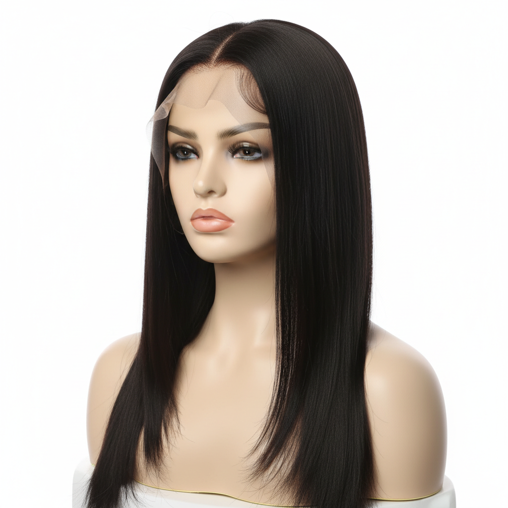 Black 13x6 glueless pre-cut transparent lace human hair wig