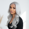 Platinum blonde 13x4 glueless wig on model