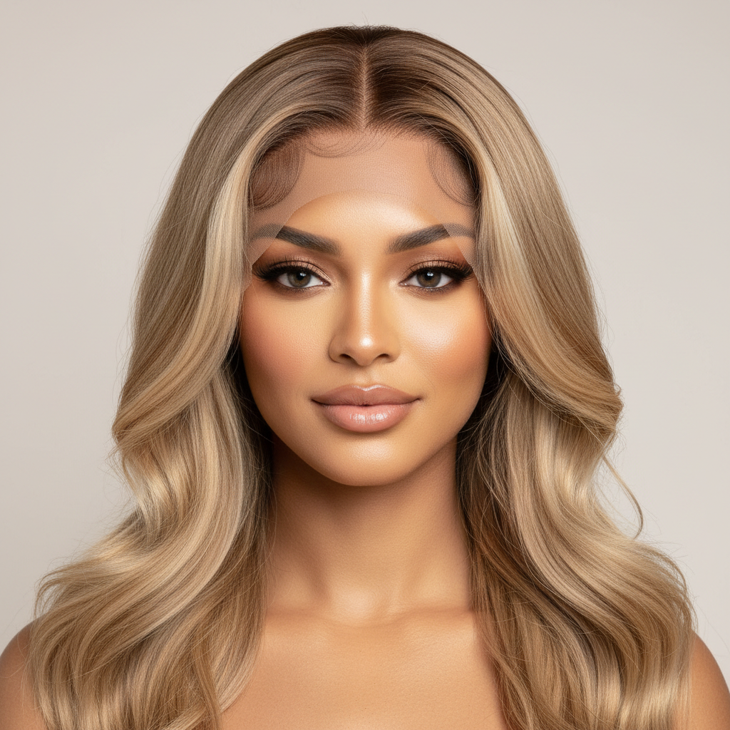 Sandy blonde 13x6 HD frontal on model