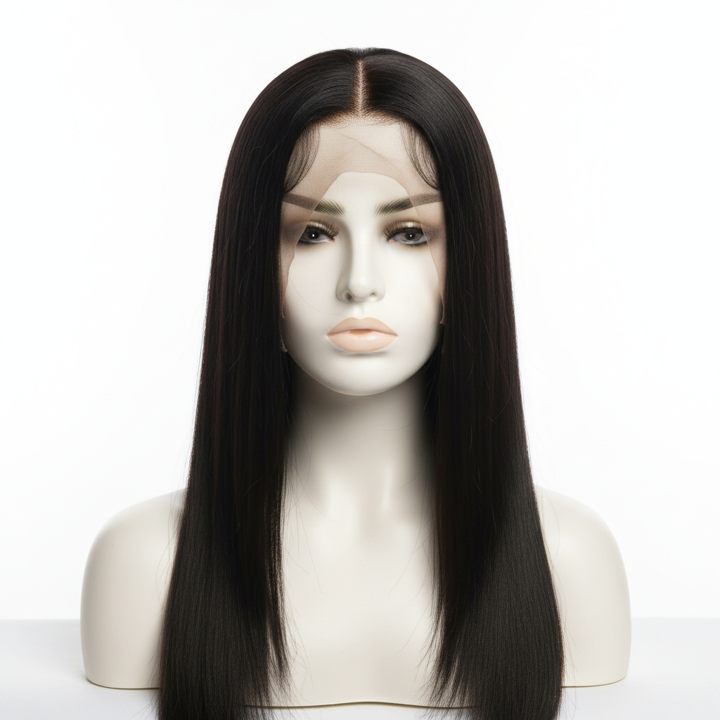 Black straight HD lace frontal human hair wig