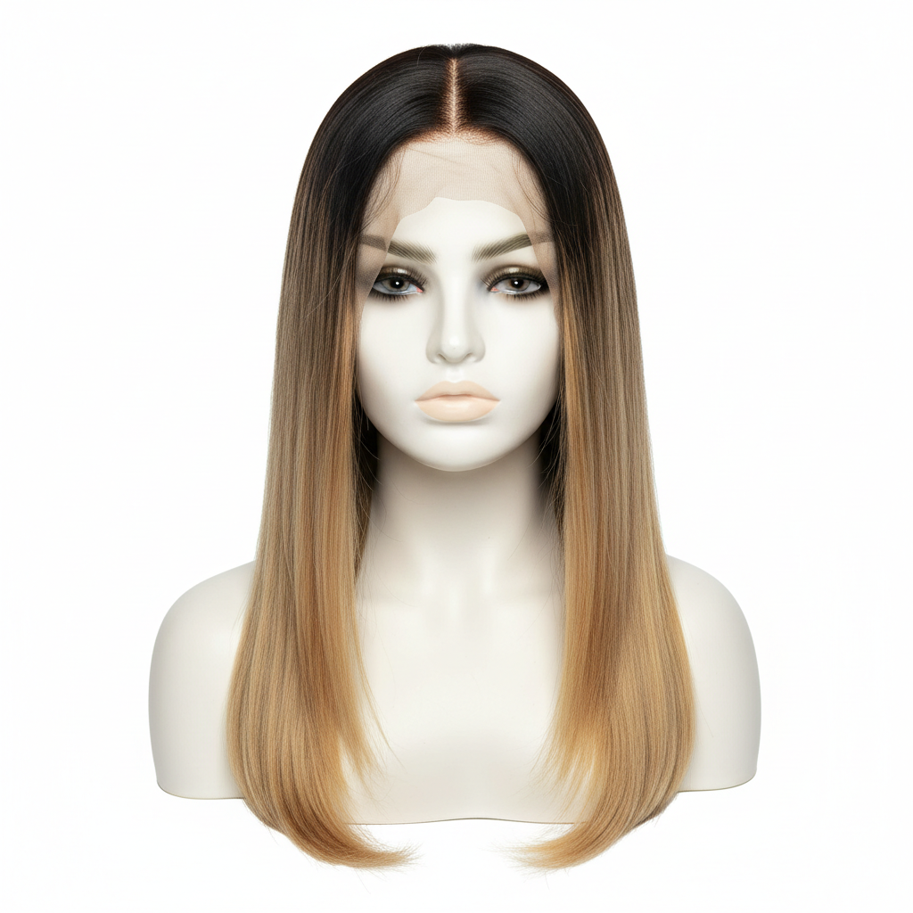 Highlights & ombre black to blonde 13x4 glueless transparent lace human hair wig