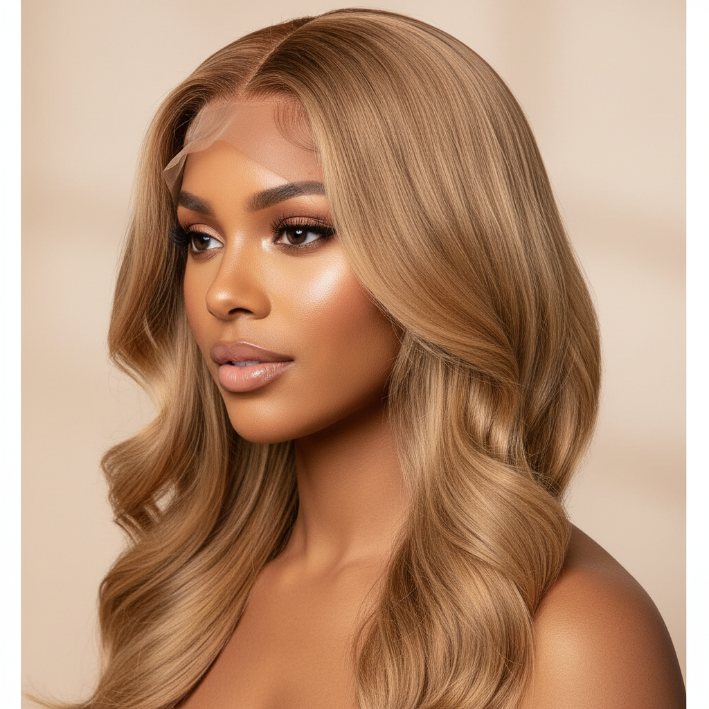 Sandy blonde 13x4 HD frontal on model