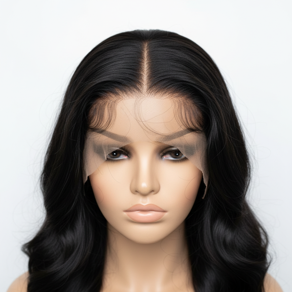 Black 13x6 transparent lace detail