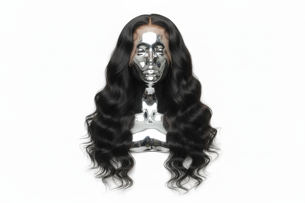 Black water wave glueless human hair wig