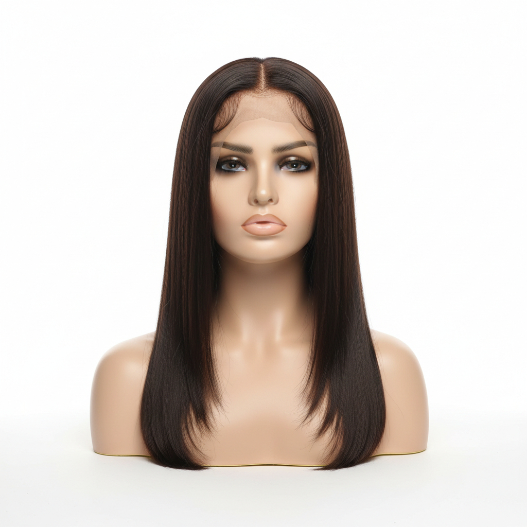 Brown black 13x4 glueless transparent lace human hair wig
