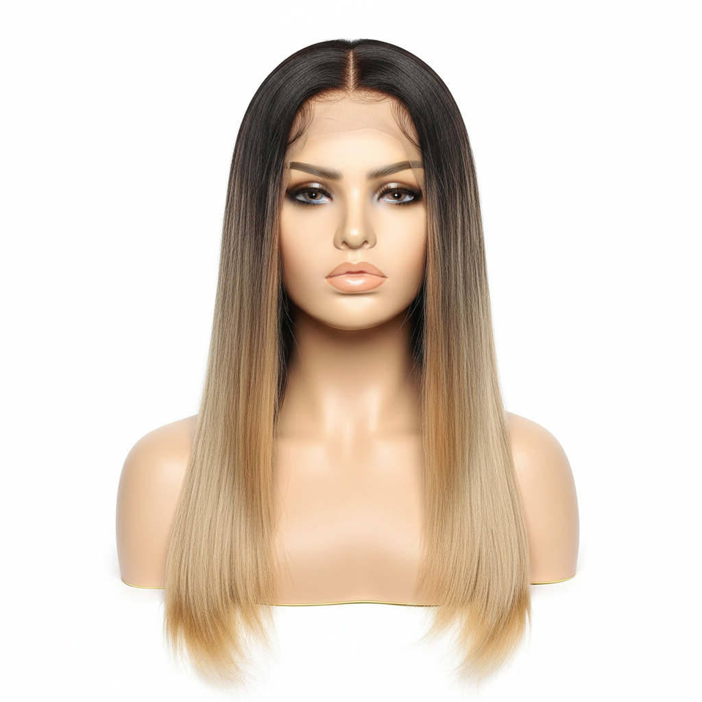 Highlights & ombre black to blonde 13x4 HD frontal lace human hair wig