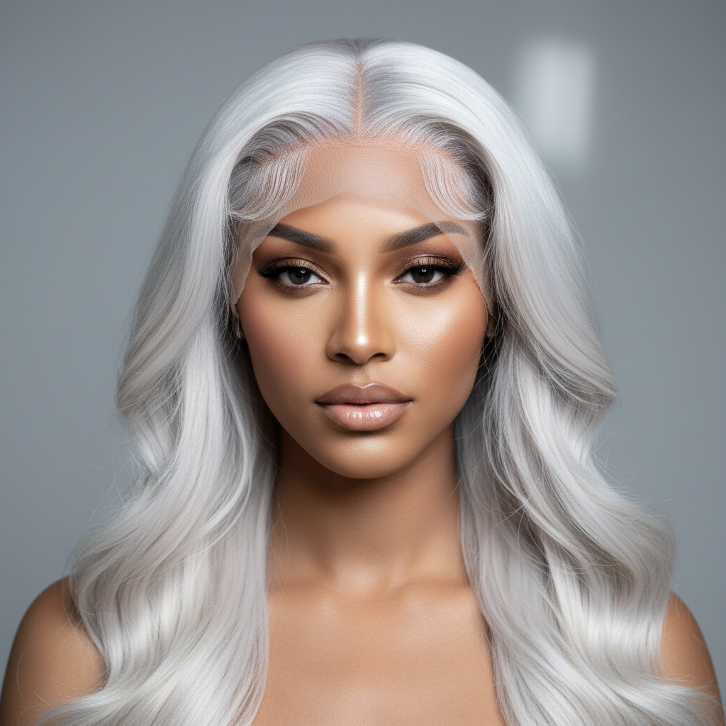 Platinum blonde 13x4 HD frontal on model