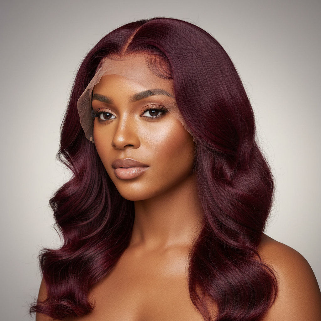 Burgundy 13x6 HD frontal on model