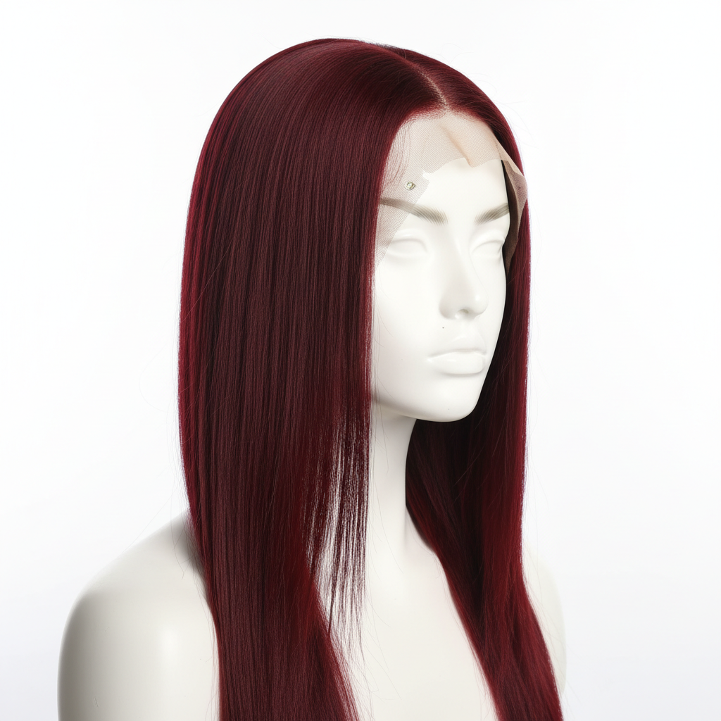 Burgundy 13x4 HD frontal lace human hair wig