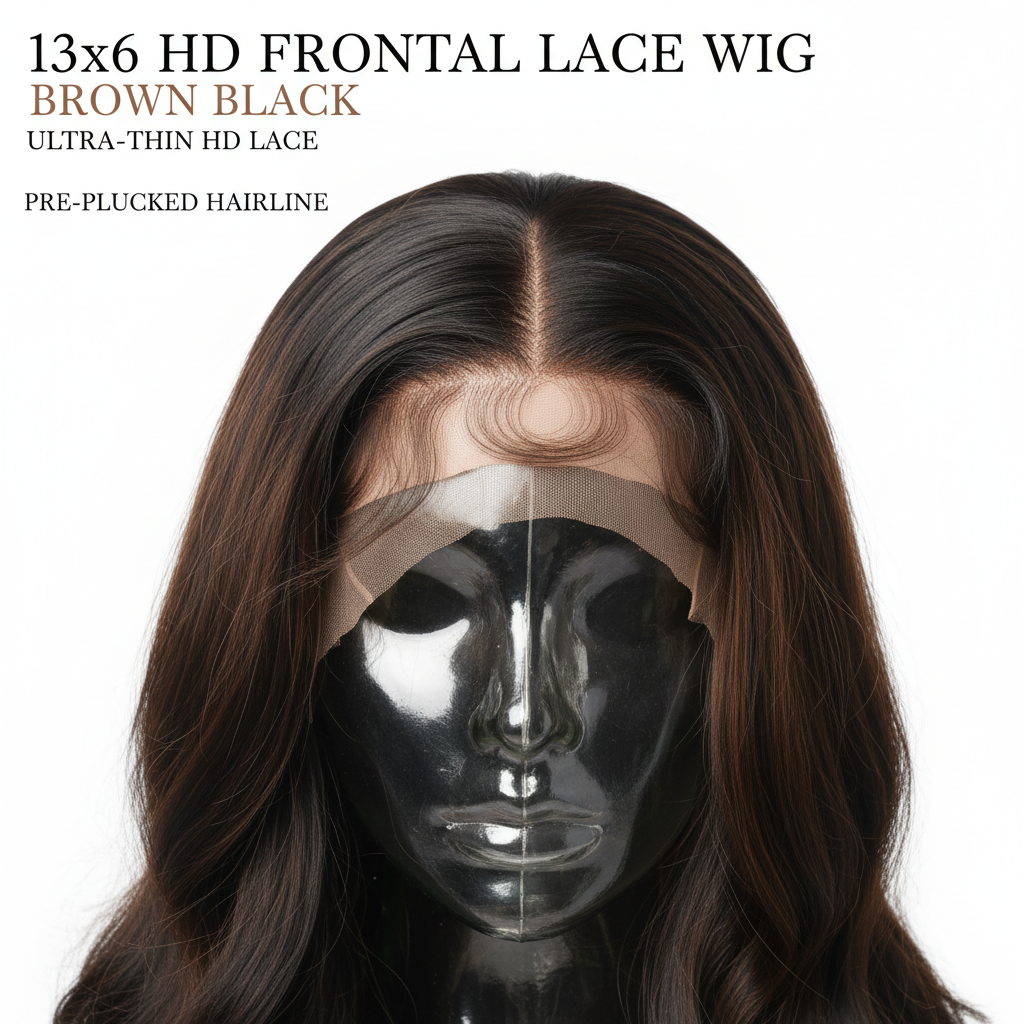 Brown black 13x6 HD lace detail