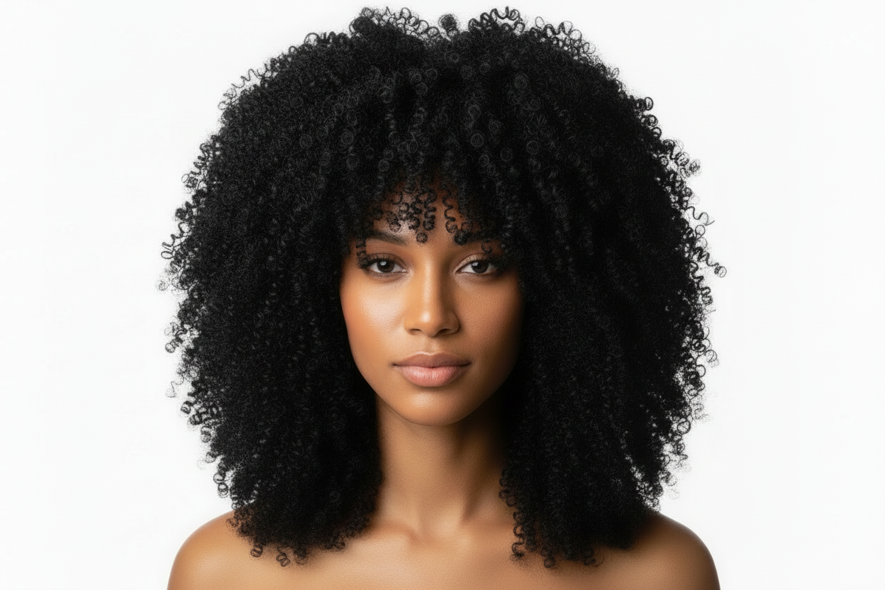 Black kinky curly glueless human hair wig
