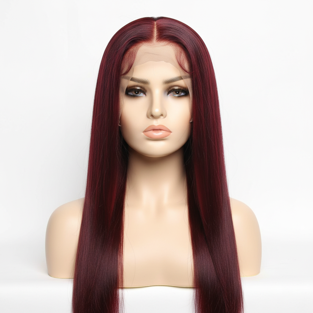 Burgundy 13x6 HD frontal lace human hair wig