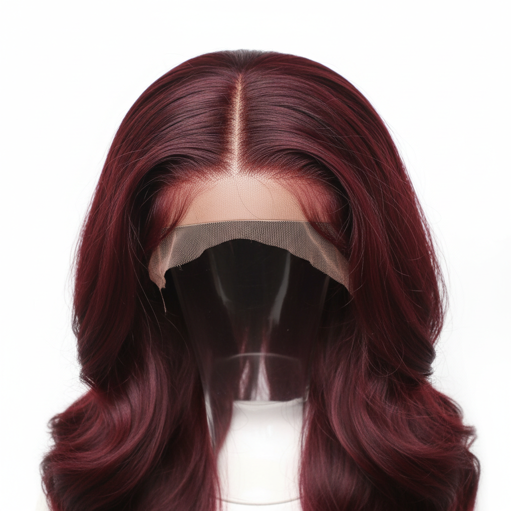 Burgundy 13x6 HD lace detail