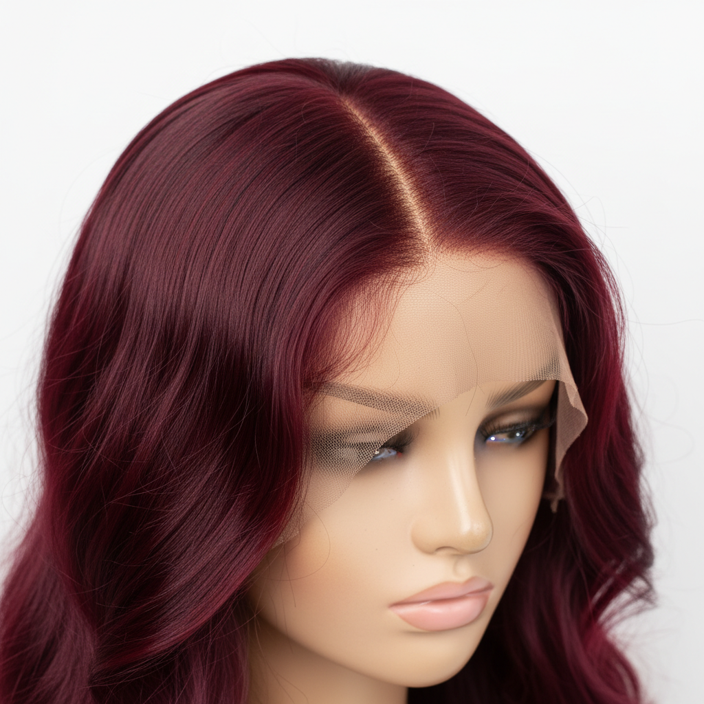 Burgundy 13x4 HD lace detail