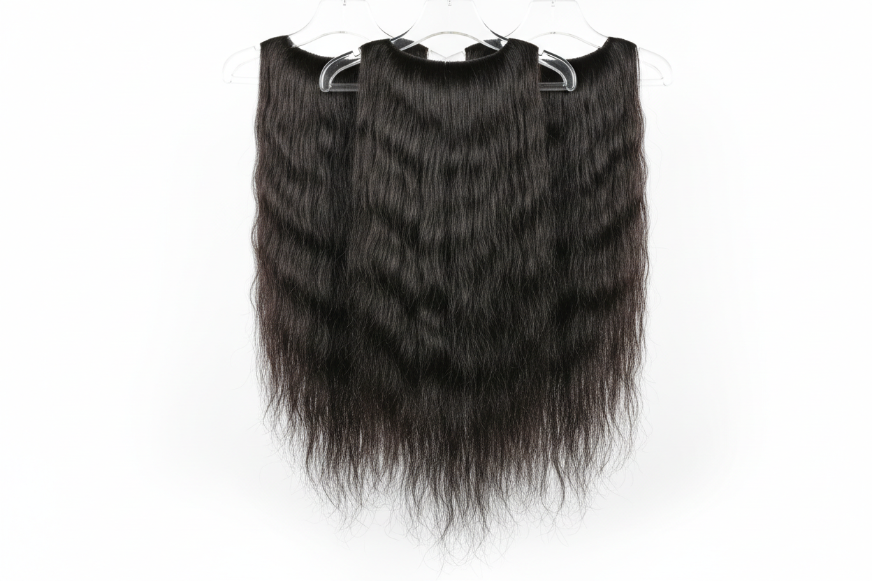 Kinky straight hair bundles on hangers