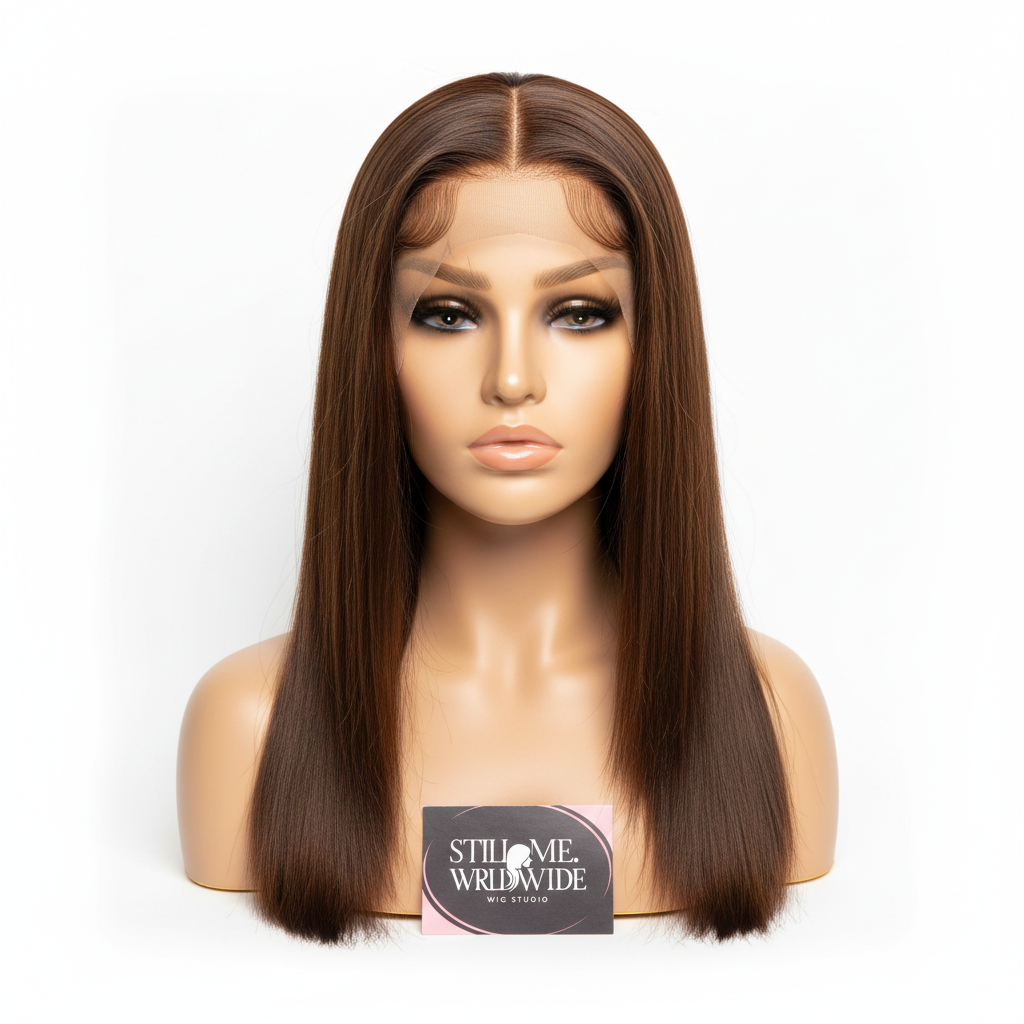 Medium brown transparent lace wig