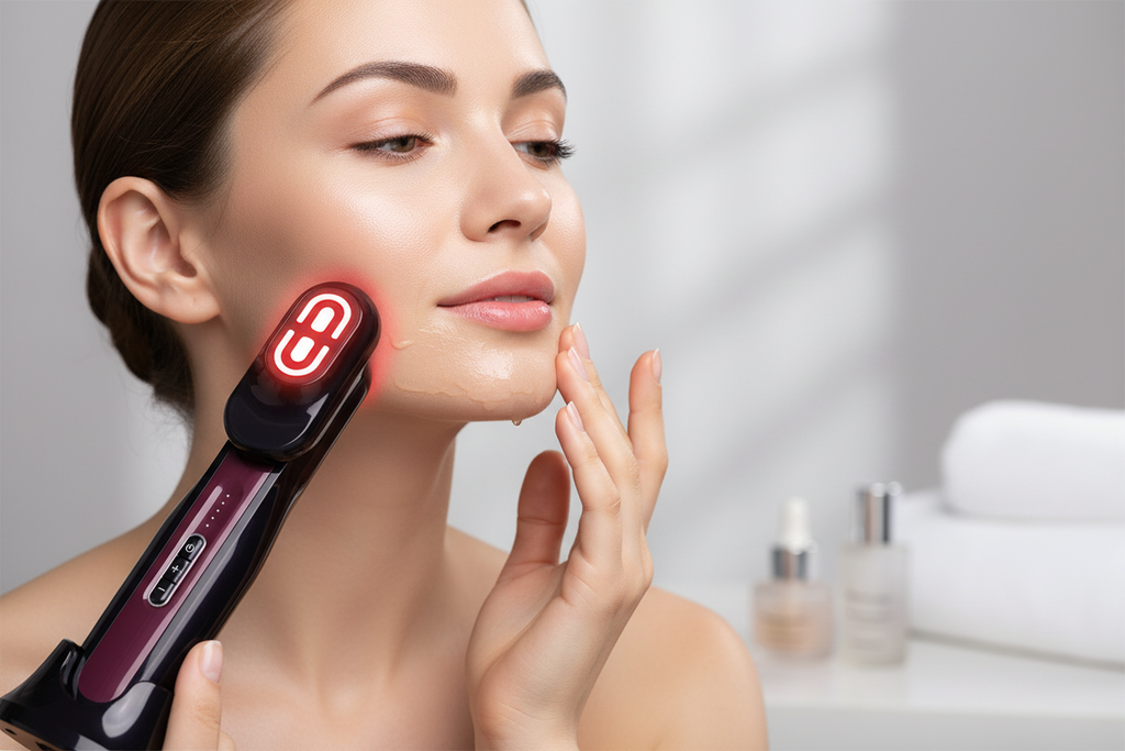 Model Using Straight Facial Massage on Jawline