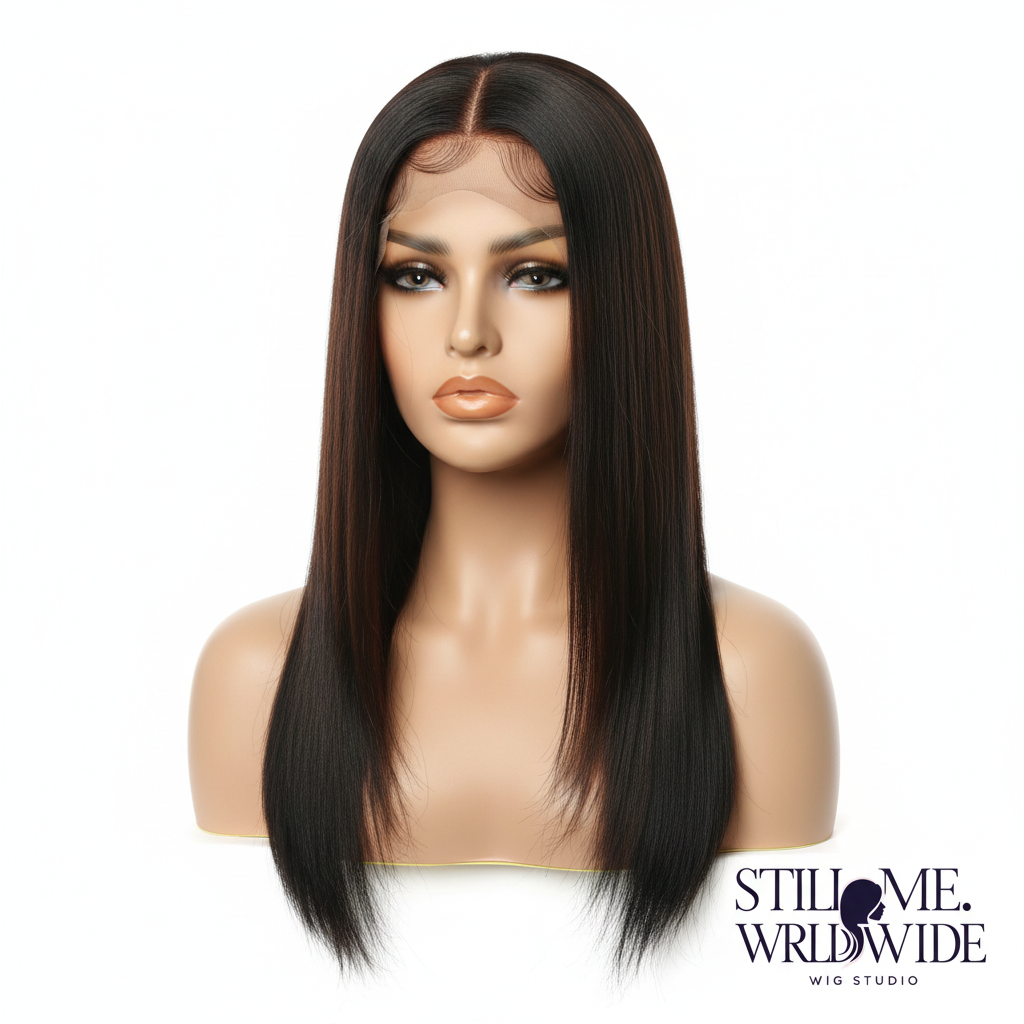 Ombre brown to black transparent lace wig