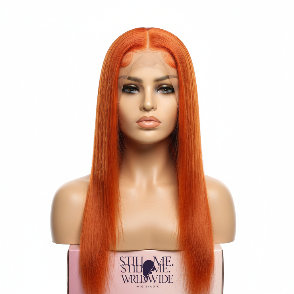 Orange transparent lace wig