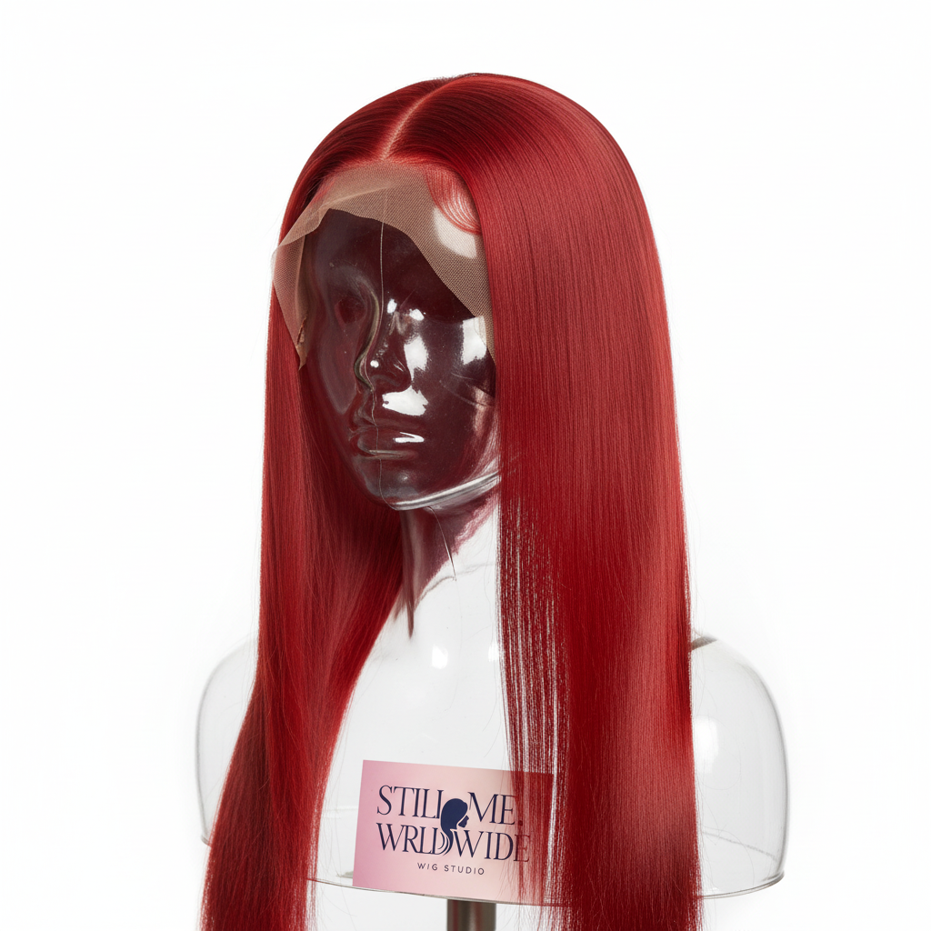 Red transparent lace wig